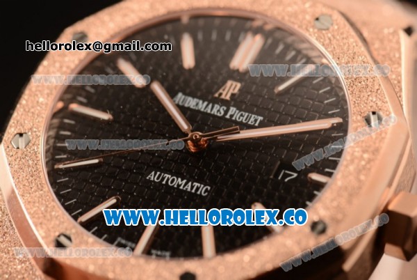 Audemars Piguet Royal Oak 41MM Clone Calibre AP 3120 Automatic Full Rose Gold with Black Dial and Stick Markers (EF) - Click Image to Close